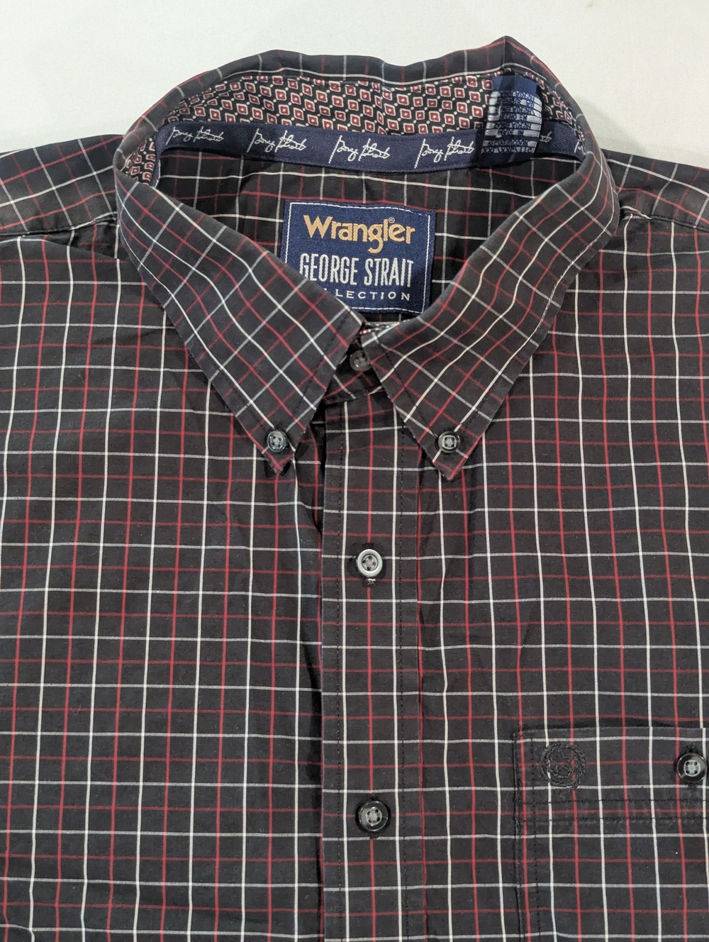 Wrangler Shirt Mens 2XL Black Check Long Sleeve Western Button Up George Strait